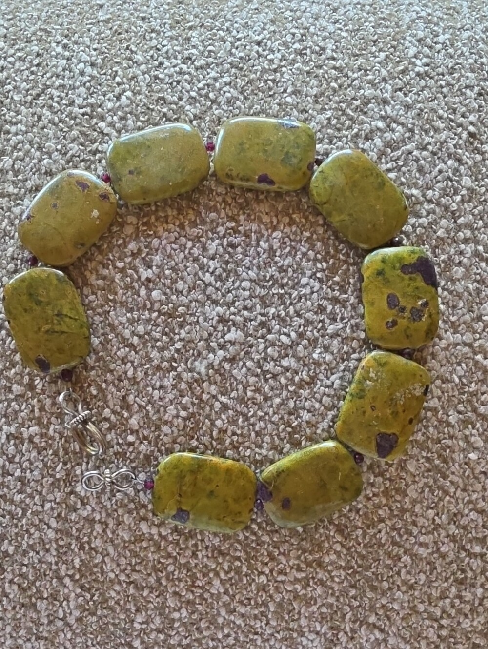 Green Stone Beaded Bracelet - Unbranded